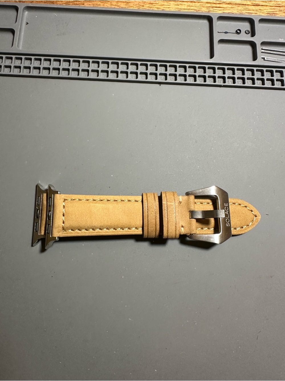 Solace Brand Tan Leather Watch Band for Apple Watch – Men’s Accessory